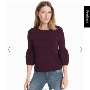 WHBM Drama Sleeve Pointelle Sweater- M - NWT